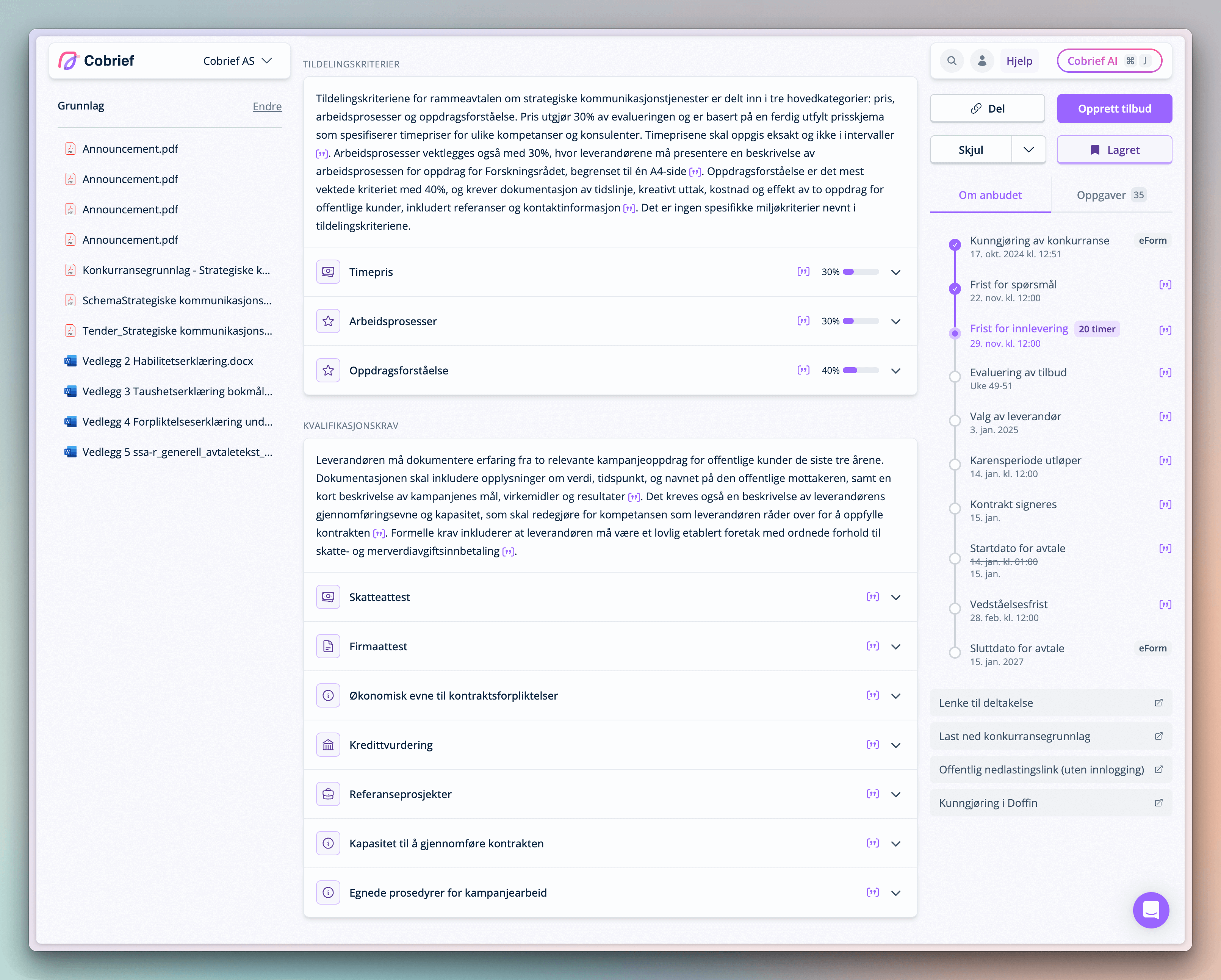Cobrief helps you with tender work