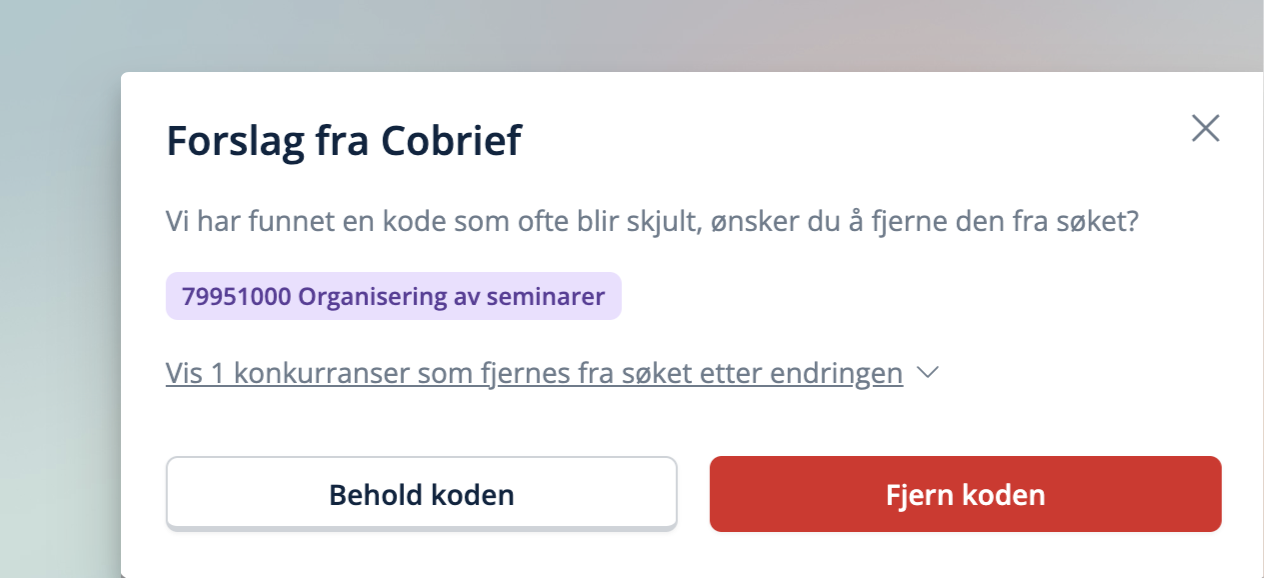 Cobrief suggests changes to your search