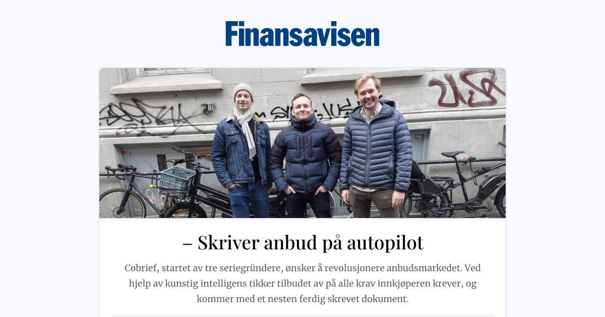 Finansavisen: – Writing Tenders on Autopilot