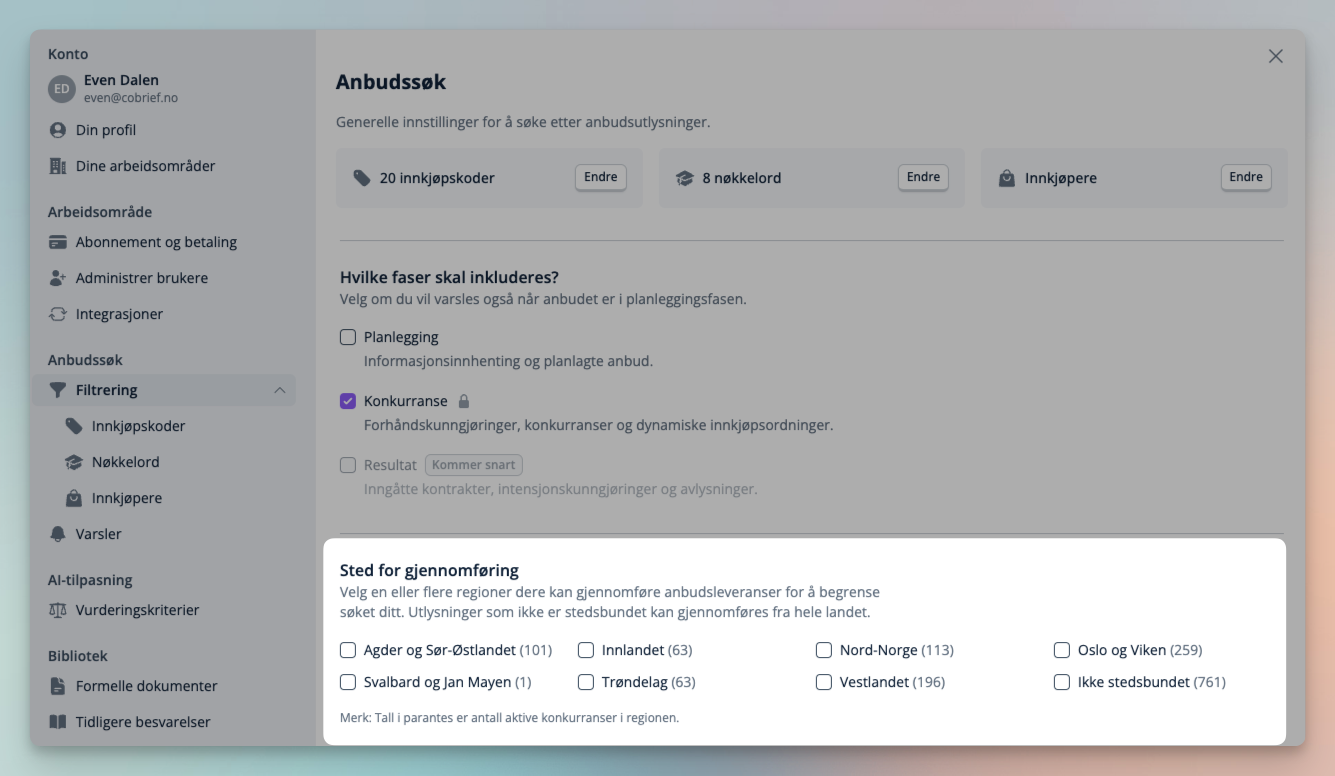 Filter by place of execution