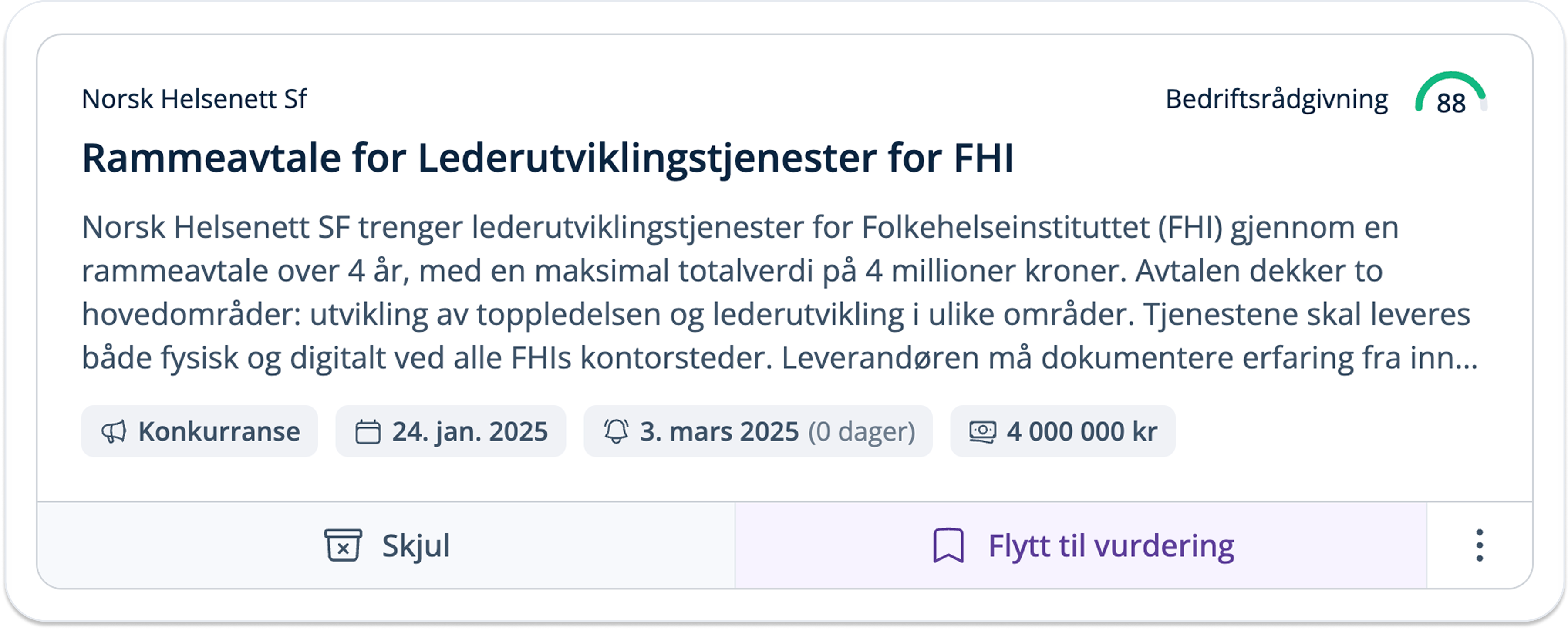 Oversikt over konkurranser i Cobrief